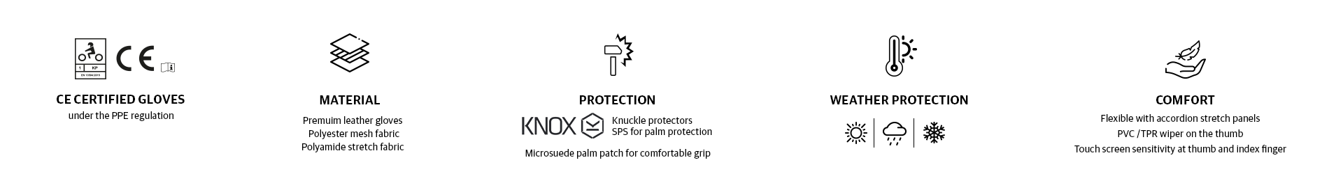 gloves specifications