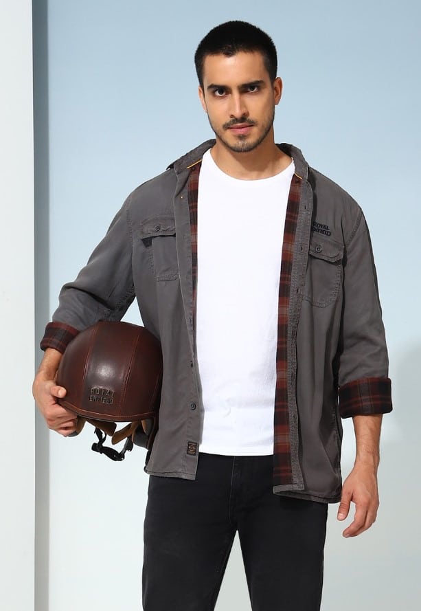 FLANNEL LINED SHIRT CHARCOAL 32 82 99